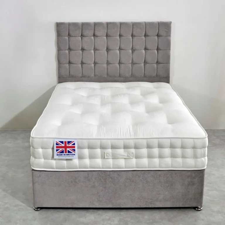 Super King Divan Bed Set with Diamond Studded Cube Headboard UK - Detail view of premium divan from Newcastle Beds UK